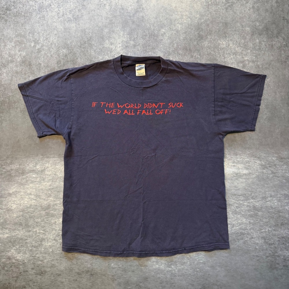 Vtg Delta Pro Weight If The World Didnt Suck Graphic T Shirt Men L Navy Blue Y2K